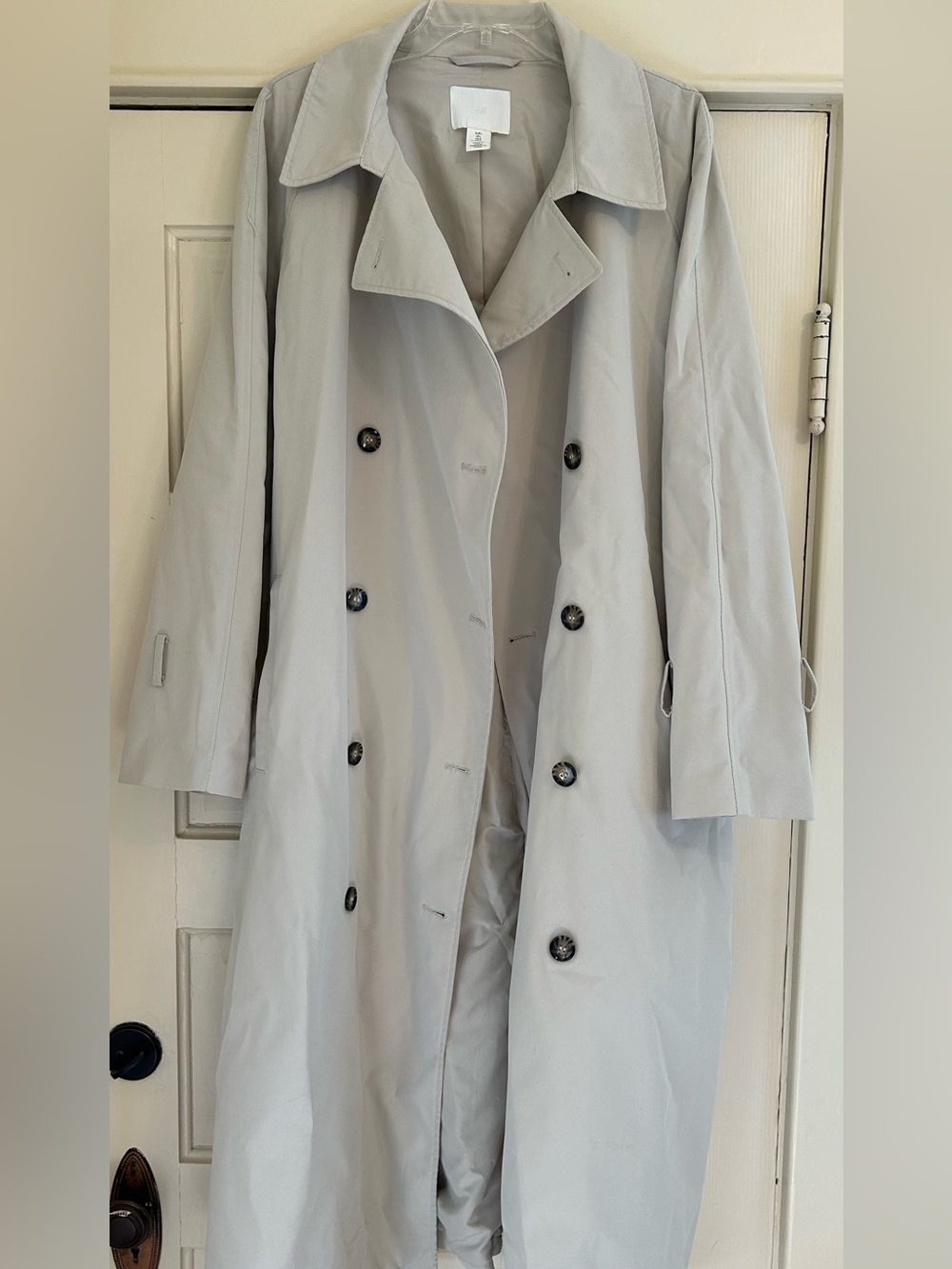 Women’s Light Gray Trench Coat - Classic Double-Breasted Overcoat